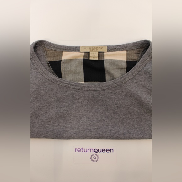 Burberry Brit Grey Long Sleeve Shirt Nova Check Elbow Patches Size M - Picture 3 of 3